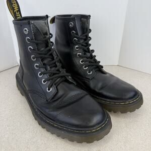Men Doc Dr Marten Air Wair Awley Black Laced Up Combat Boot size 8 M Soft Toe
